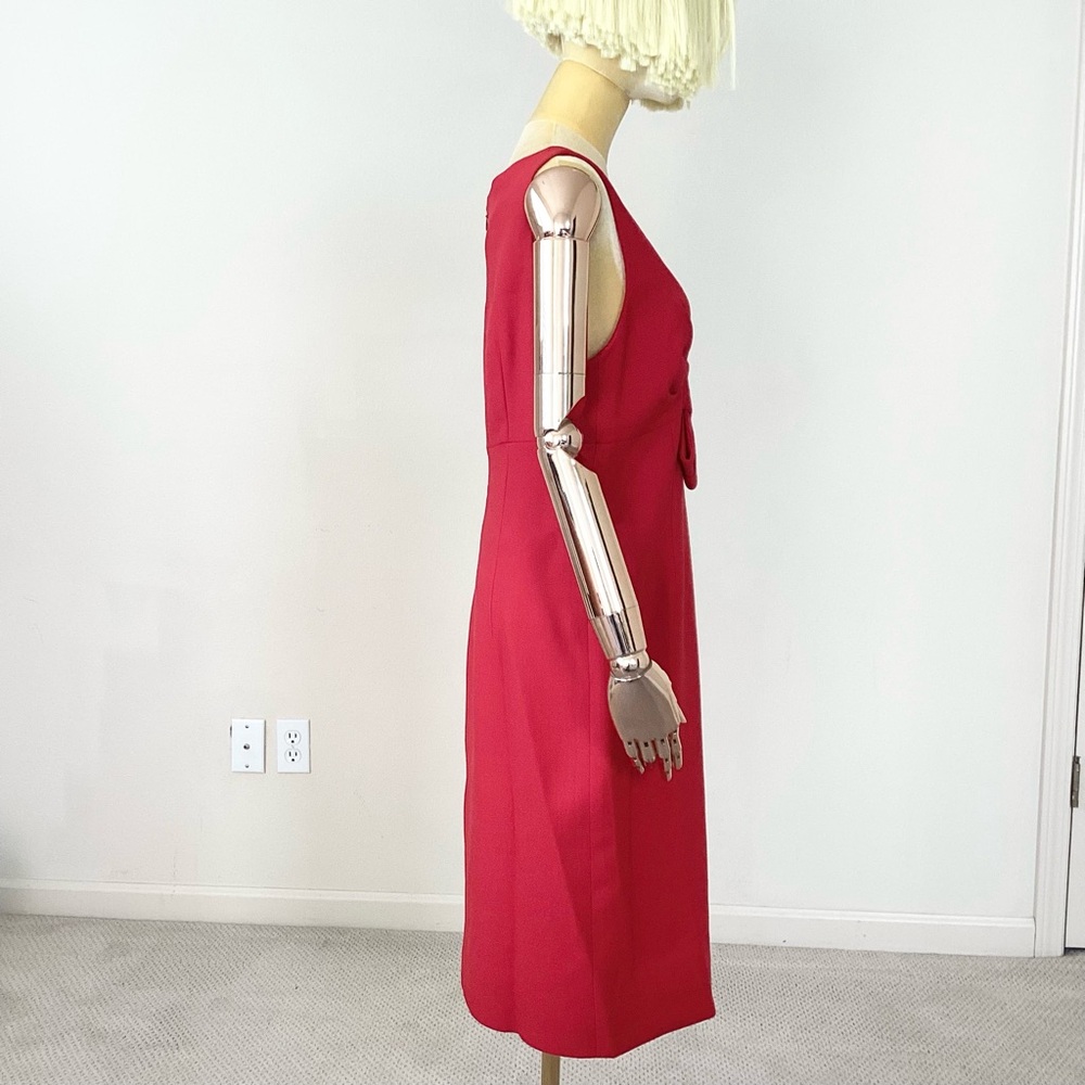 Valentino V Neck Sleeveless Bow sheath Red Dress SZ M - Picture 2 of 8